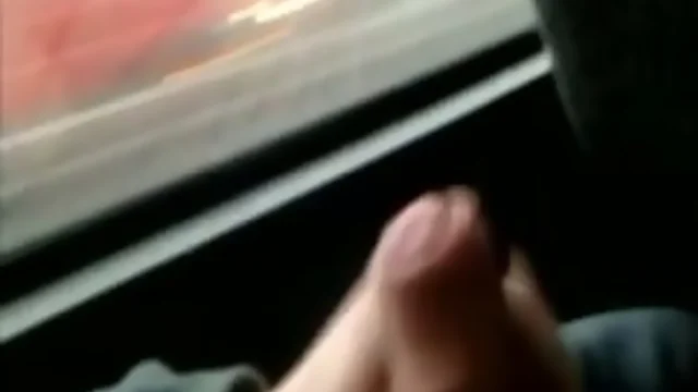 bus sperm public handjob