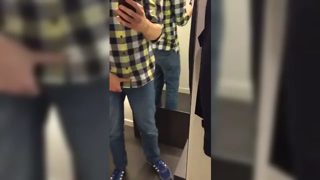 Fitting Room Strip and Wank