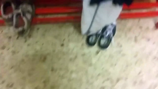 Shoes of unknown girls, in gym, cum inside black converse