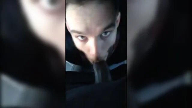 BBC sucker gets the hot spunk on a cold day outdoor