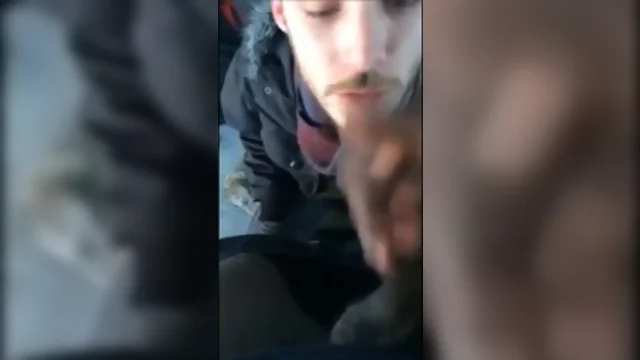 BBC sucker gets the hot spunk on a cold day outdoor