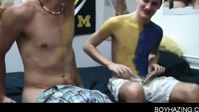 Slim college boy fucks cock in mouth and ass