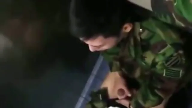 Latino Army Twink Caught Wanking Off