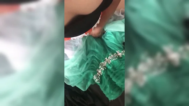 Nice dress fucked cum wearing her bikini and dress