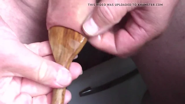 Large wooden spoon stretches foreskin !