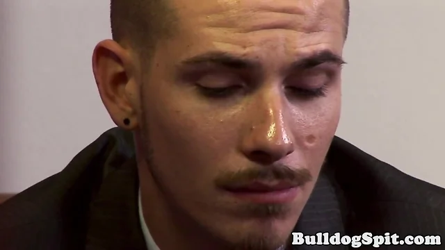 Assfucked British office hunk wanks milky cum