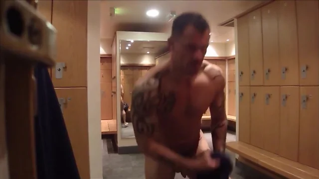 Locker thong strip and showers jack off