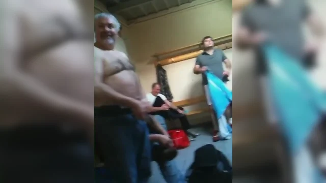 Amateur Bear Daddy Voyeur: Fat Guy in Locker Room with Small Cock in HD