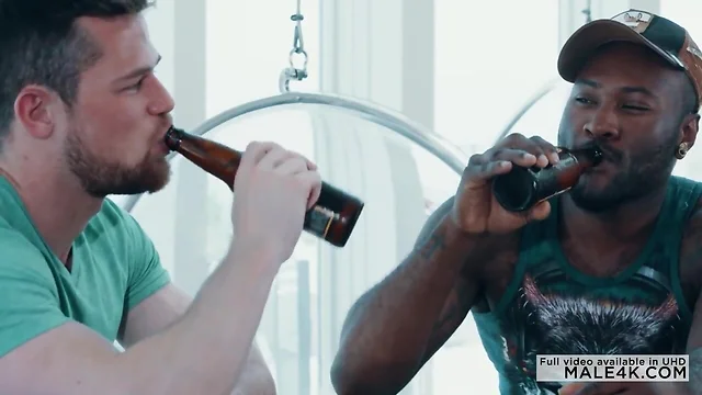 Two gay bbc with two white dongs in the mixer