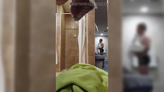 Chubby Bear Daddy`s Striptease & Shower: Voyeuristic HD Gym Locker Room