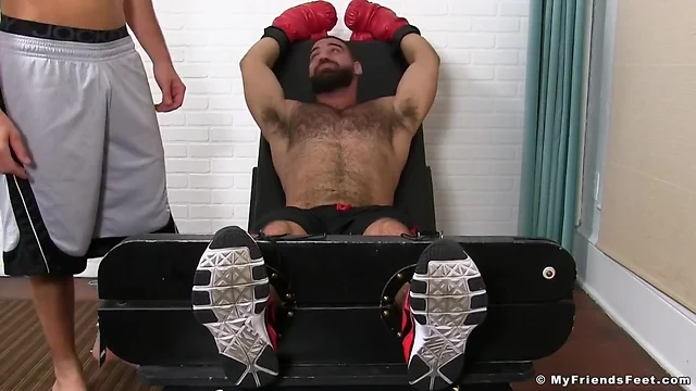 Lad boxer ricky larkin is tied up by sergey and his friend