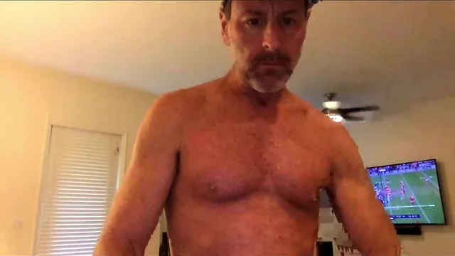 Sexy grandpa shows off his hung pecker