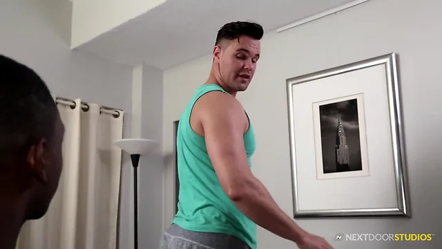 Rough interracial bbc massage with round bum white twink!!
