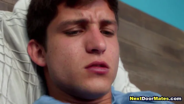 Step brother catches gay brother fucking off then fucks him