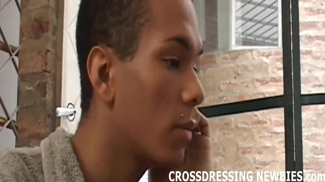 Crossdresser Latin Cuties` Kinky Anal: Ebony + Lingerie + Lipstick