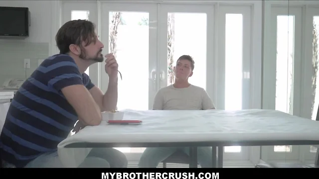 Blonde teenager step brother and older step brother fuck in family kitchen