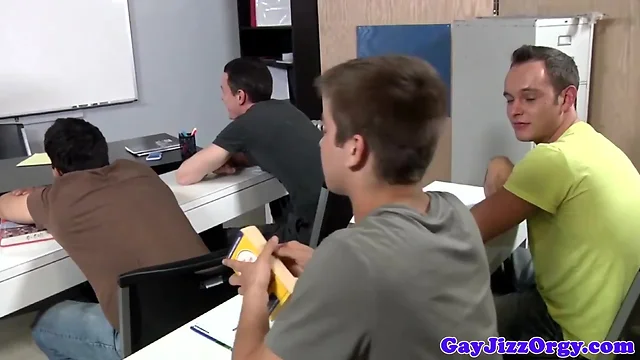 Sex Fest loving gay hunks classroom fuckfest