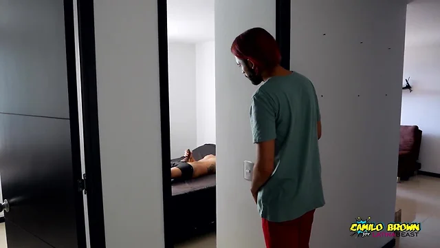 Spying on Hot Latin Hunk: Muscled, Tattooed, Uncut & Big Cock Cumshooting!