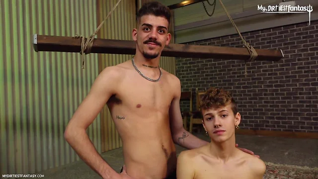 Teen italian gets his hole fucked without mercy whilst restrained and