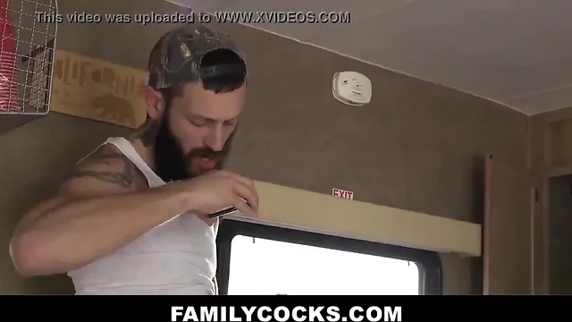 Inked Twink`s Virgin Ass Fucked Raw by Bearded Stepdad