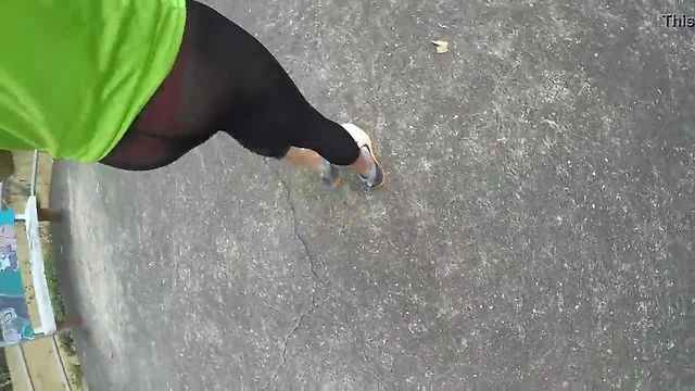 Walking wearing gray woman leggings