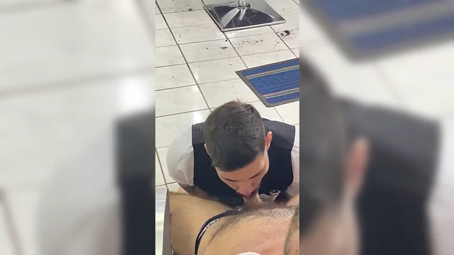 Nude haircut at the barber shop