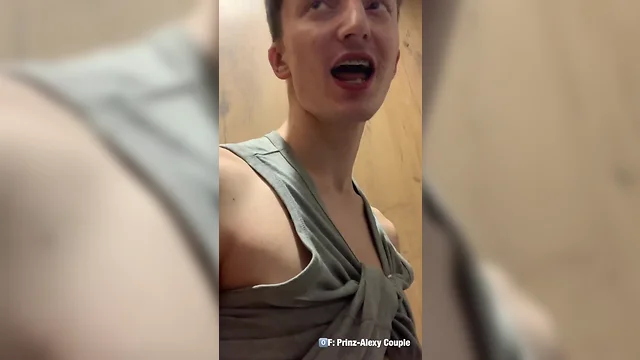 Boy sucks big dick in public restroom after gym