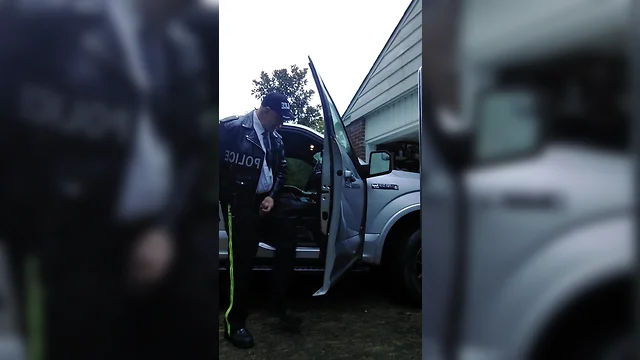 Officer enjoying cigar at end of shift