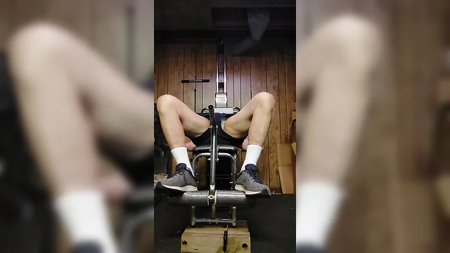 Dad working out late at night before bed