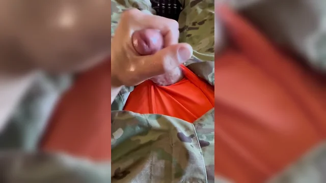 Hot load of soldier cum on army pants youngest loads