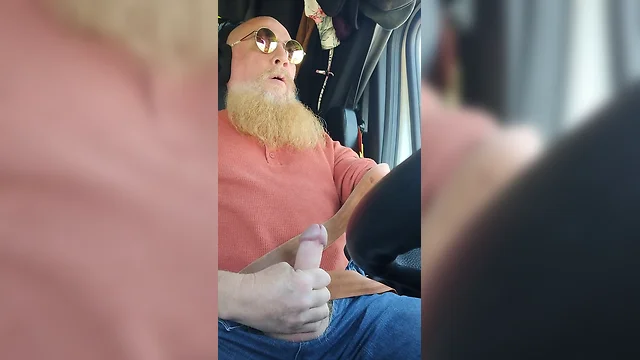 Cum while driving: a little at first, then a lot