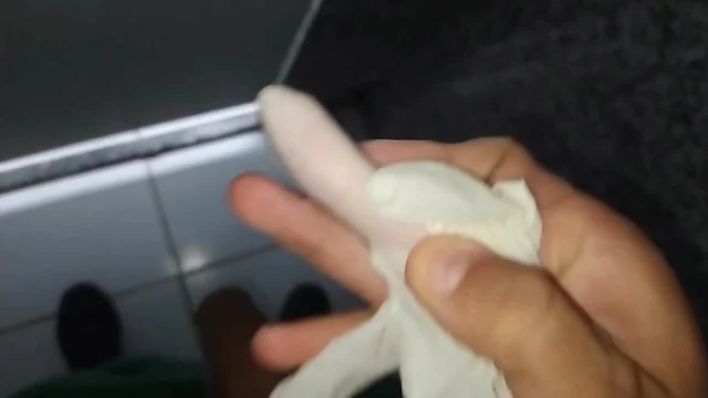 Amateur twink big dick anal masturbating in bathrooms - super hard cum!