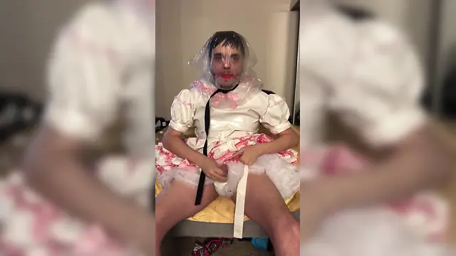 Crossdresser pvc sissy breathplay control
