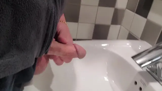 Amateur jerk off big cocks caught masturbating in public washroom