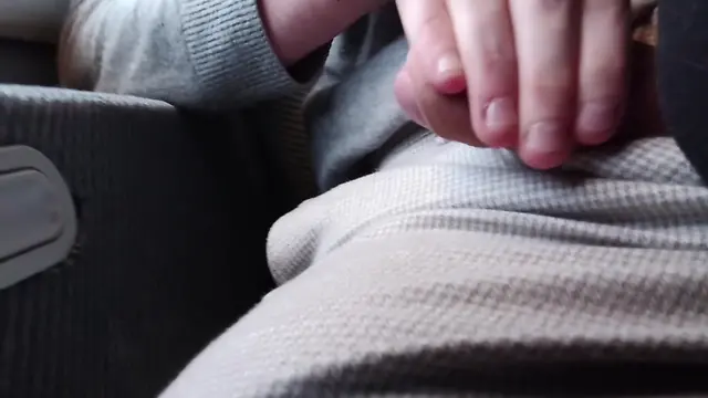 Amateur handjob on the train: big cock, big daddy, public cum