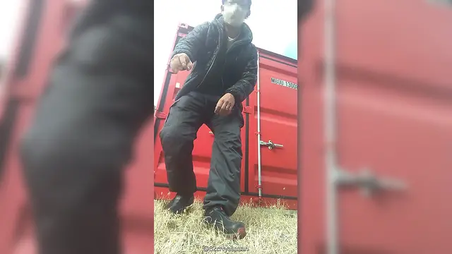 Public roadside naked ejaculation