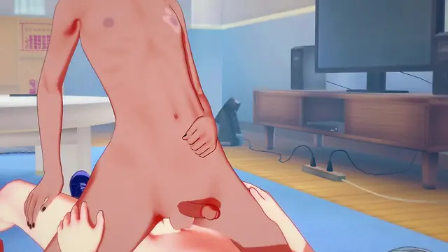 Two catboys fucking a cowboy in yaoi style