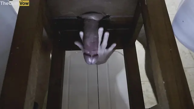 Milking my big cock under the chair: thick cumshot close-up