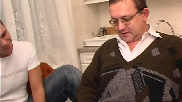 Intimate stepfather-stepdaughter encounter after work: sucking and hot anal