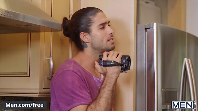 Muscular mens kitchen encounter: deepthroat, fucking, and facial with diego sans and roman todd