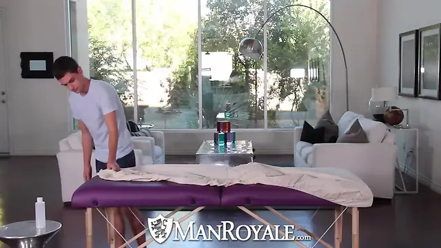 Manroyale: sensual massage leads to wild anal play and a messy facial