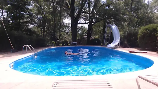 Exposed twink takes a dip: skinny young boys pool adventure