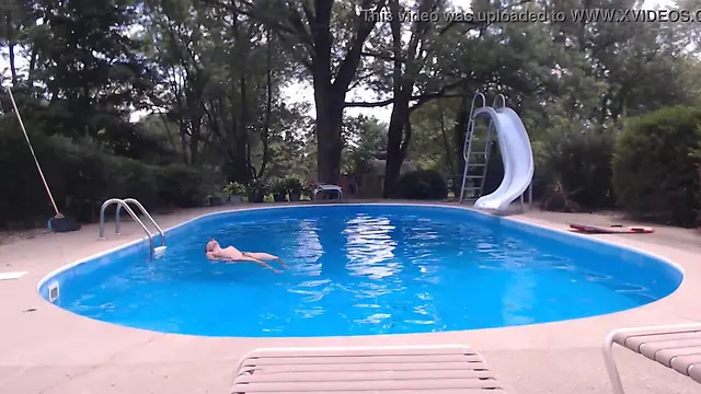 Exposed twink takes a dip: skinny young boys pool adventure