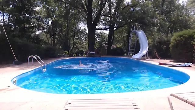 Exposed twink takes a dip: skinny young boys pool adventure