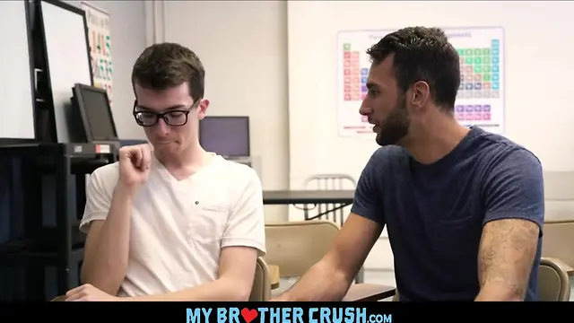 Skinny twink stepbrother gets anal from popular stepbrother in classroom: a family affair