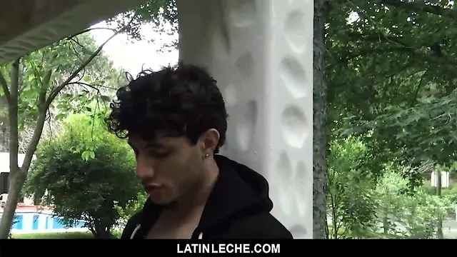 Latino stud receives anal creampie from hung hunk outdoors: hot cumshot, blowjob, and handjob action!