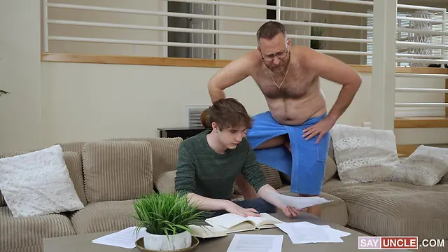 Joel helps Nicholas with his math homework in a special way